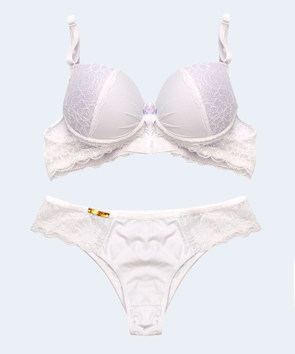 Conjunto de Renda Bojo Franzido Calcinha Biquíni - FEMME FATALLE