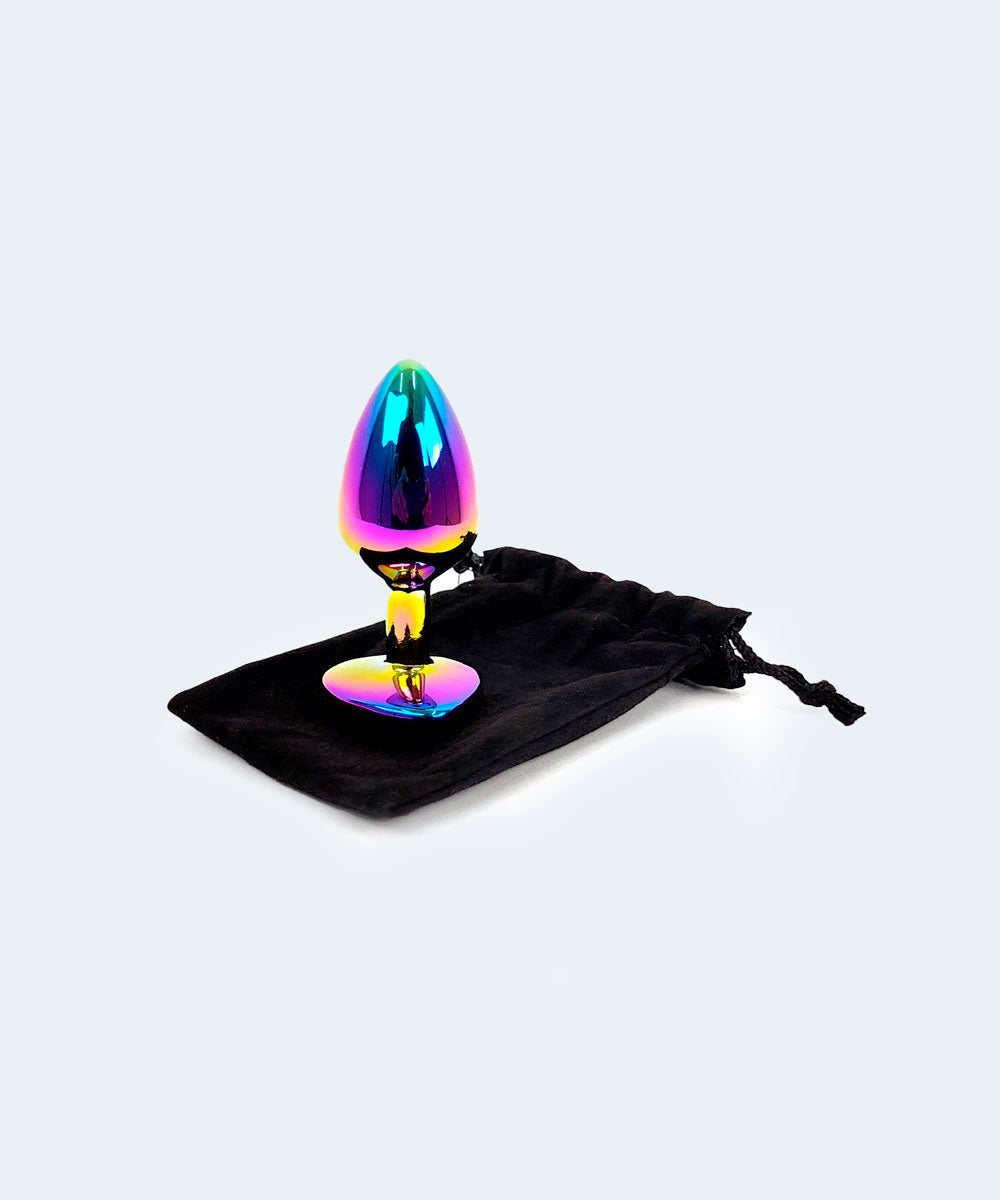 Plug Anal Mesclado Cônico P com Pedra Brilhante - SEXY IMPORT
