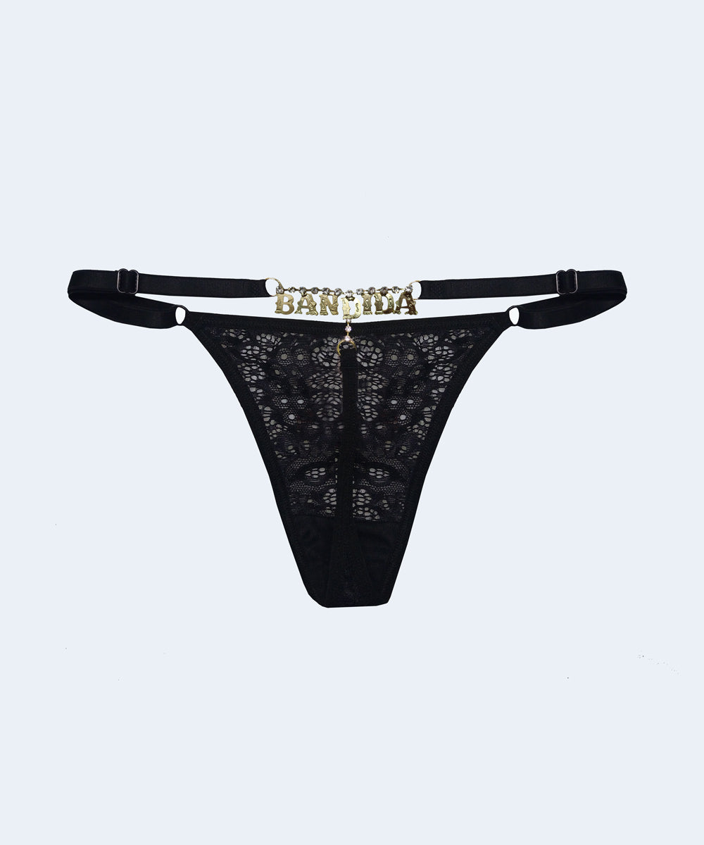 Calcinha String Renda Strass Bandida - MARYS LENE