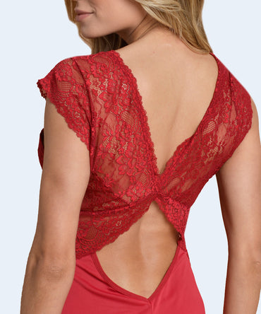Camisola de Microfibra com Renda Larga Ombro - SANTA PASSION NOITE