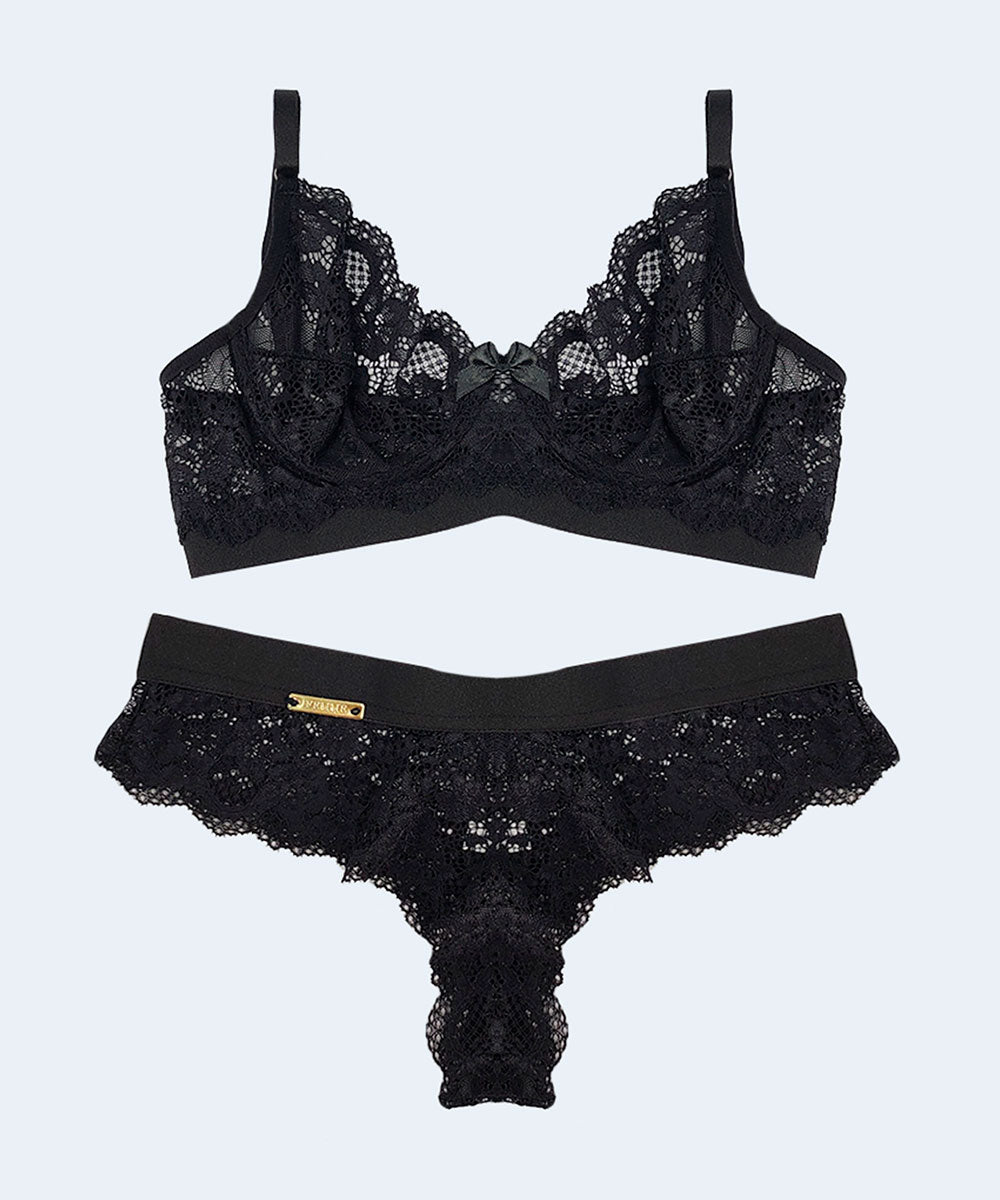 Conjunto de Renda Sem Bojo com Aro e Elástico - FEMME FATALLE