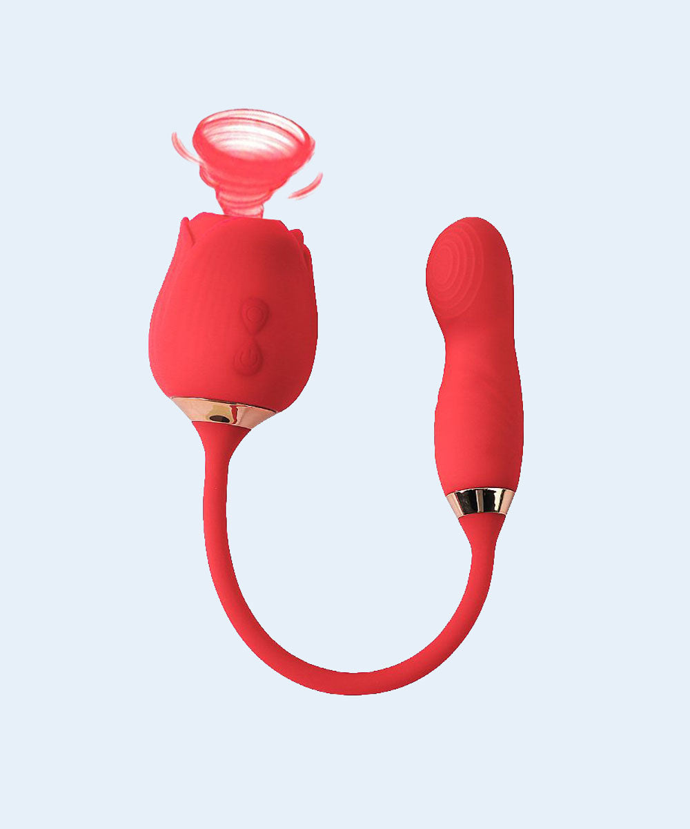 Vibrador de Ponto G e Clitóris com Vai e Vem Formato de Rosa - SEXY IMPORT