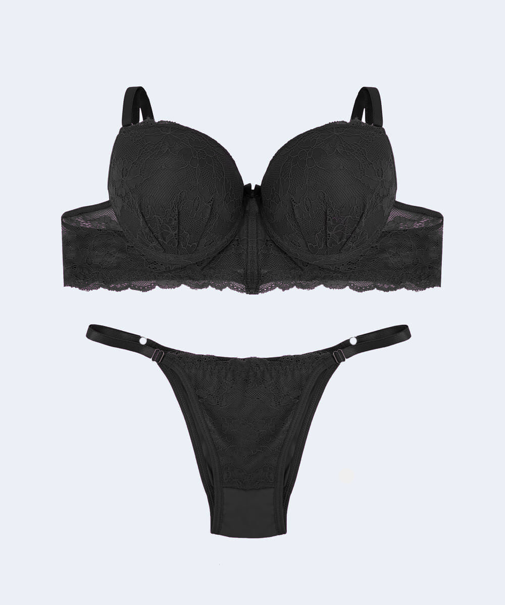 Conjunto de Renda Mini Corpete Calcinha String - FEMME FATALLE