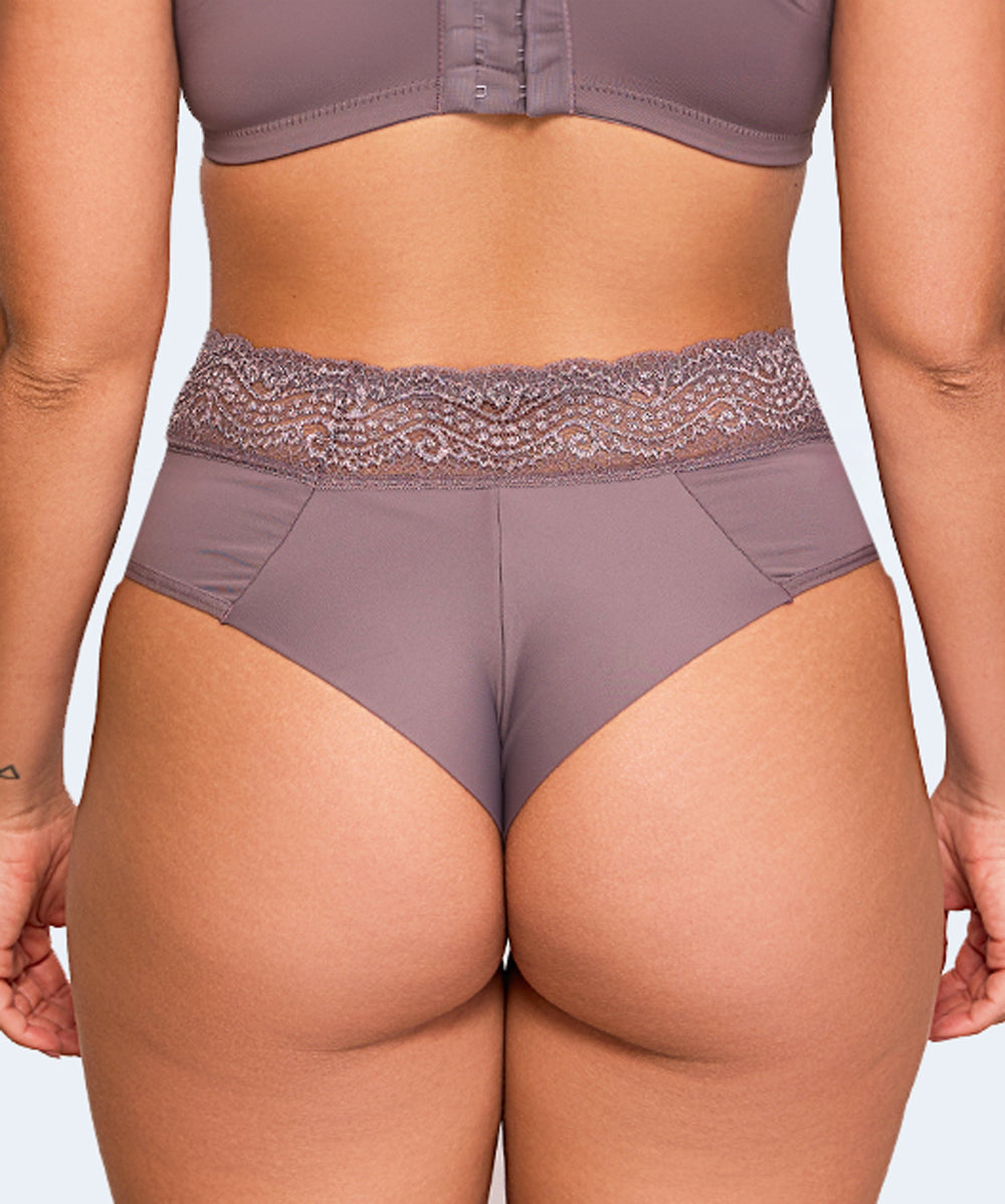 Calcinha de Microfibra Fio Dental Duplo Lisa Renda Cos - NAYANE LINGERIE