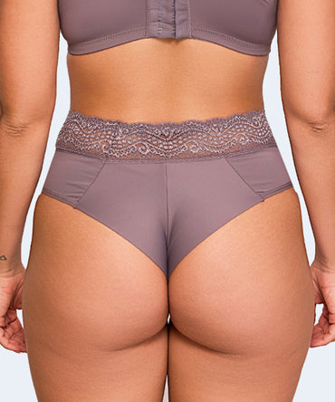 Calcinha de Microfibra Fio Dental Duplo Lisa Renda Cos - NAYANE LINGERIE