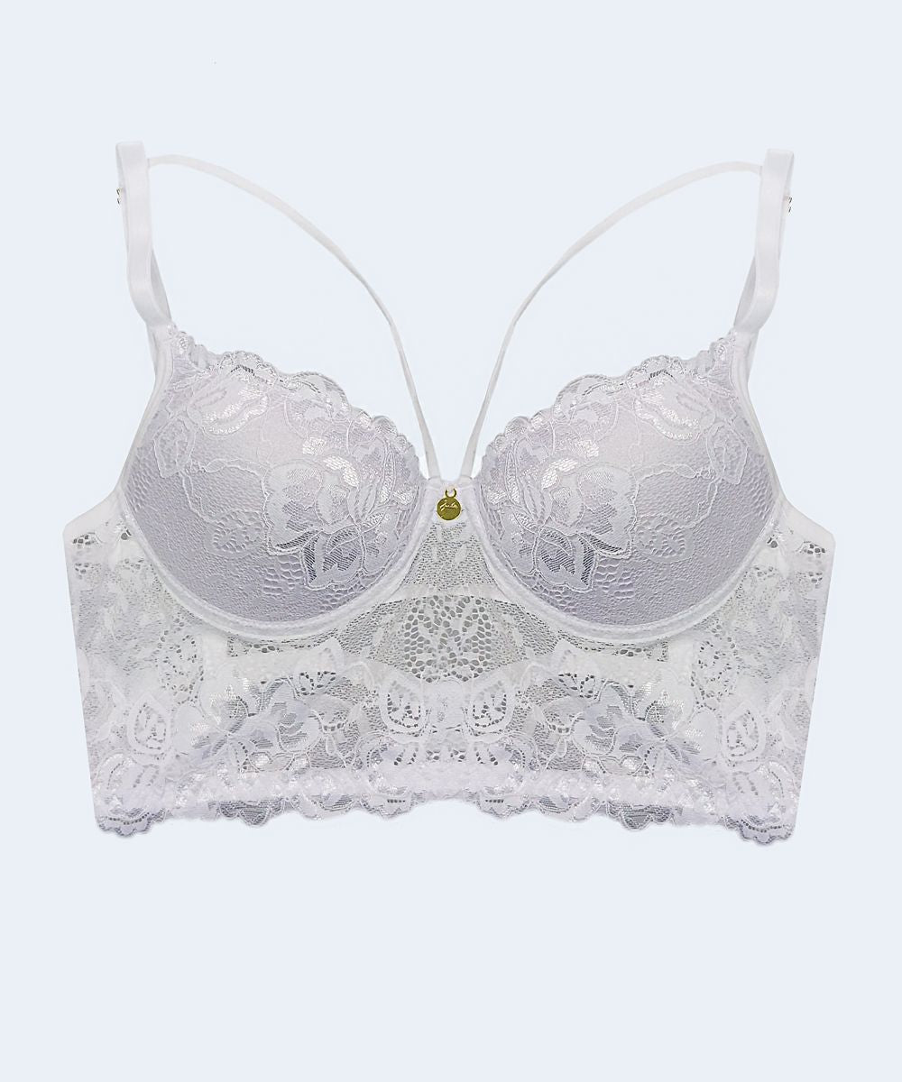 Sutiã Cropped de Renda com Bojo e Detalhe com Tira - JACKIE LINGERIE