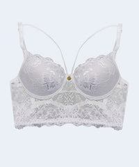 Sutiã Cropped de Renda com Bojo e Detalhe com Tira - JACKIE LINGERIE