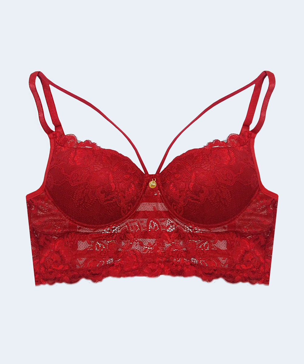 Sutiã Cropped de Renda com Bojo e Detalhe com Tira - JACKIE LINGERIE