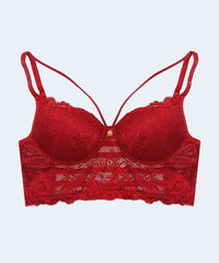 Sutiã Cropped de Renda com Bojo e Detalhe com Tira - JACKIE LINGERIE