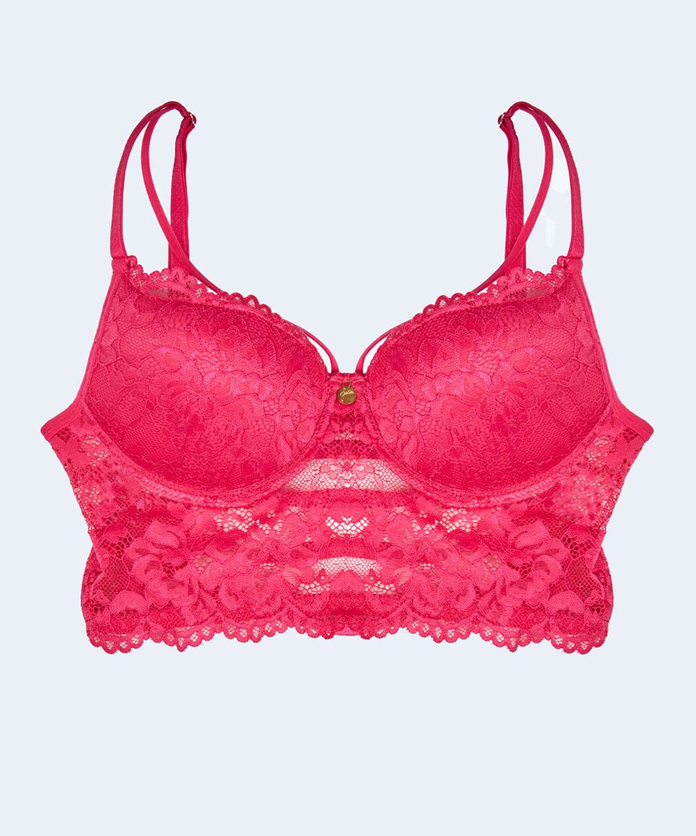 Sutiã Cropped de Renda com Bojo e Detalhe com Tira - JACKIE LINGERIE
