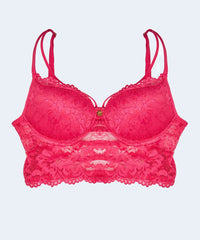 Sutiã Cropped de Renda com Bojo e Detalhe com Tira - JACKIE LINGERIE
