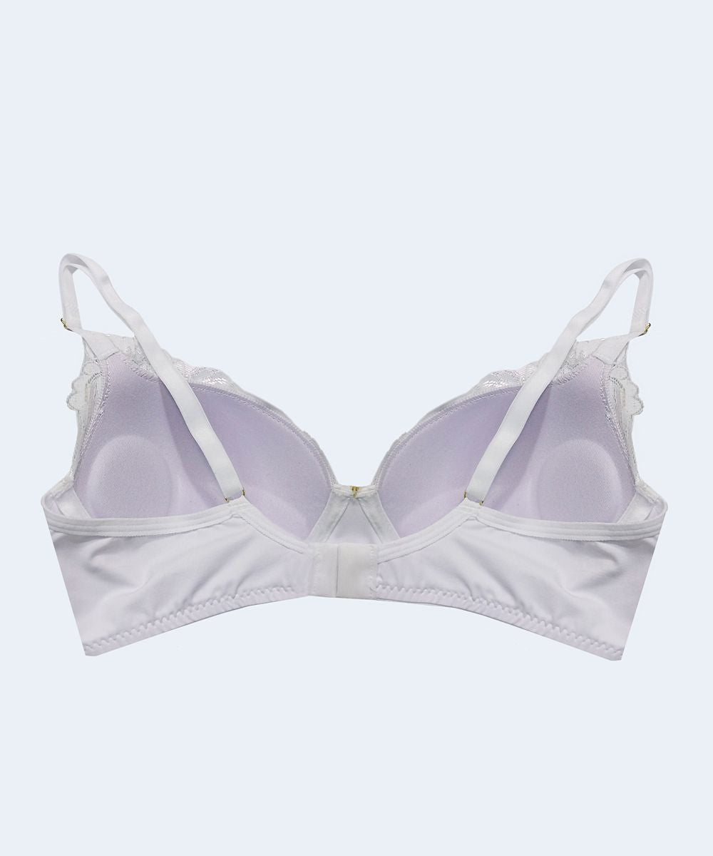 Sutiã com bojo de Renda e Microfibra na Base e Biju - JACKIE LINGERIE