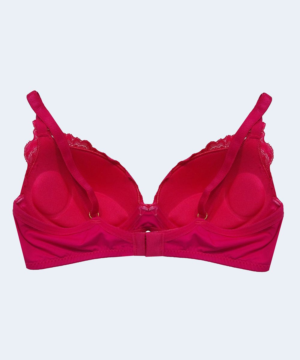 Sutiã com bojo de Renda e Microfibra na Base e Biju - JACKIE LINGERIE