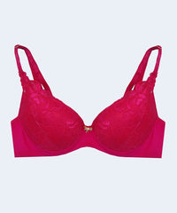 Sutiã com bojo de Renda e Microfibra na Base e Biju - JACKIE LINGERIE