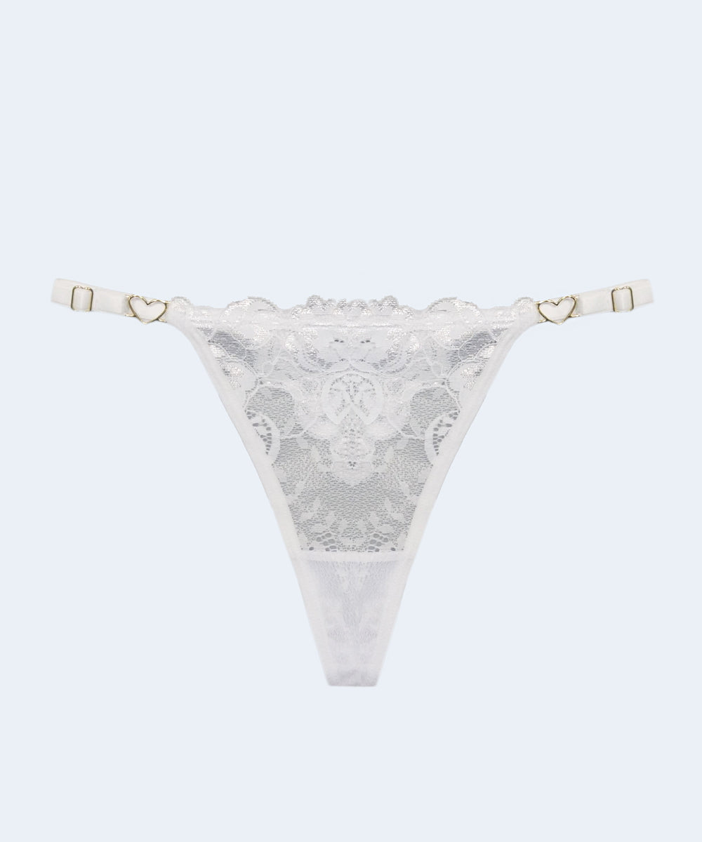 Calcinha String de Renda com Fio com Detalhe Coração - JACKIE