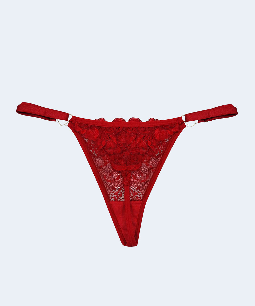 Calcinha String de Renda com Fio com Detalhe Coração - JACKIE