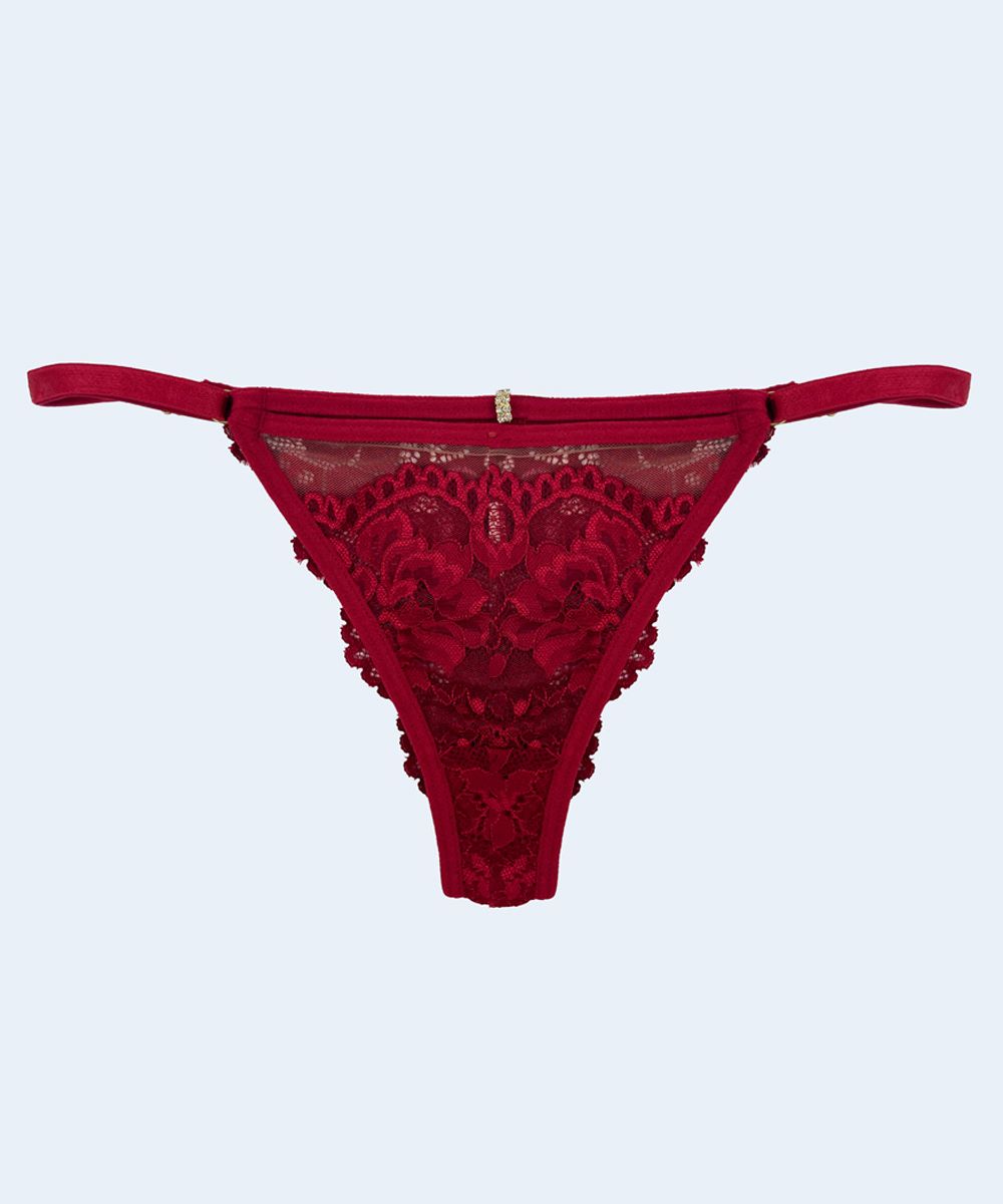 Calcinha String Renda com Tule e Biju - JACKIE LINGERIE