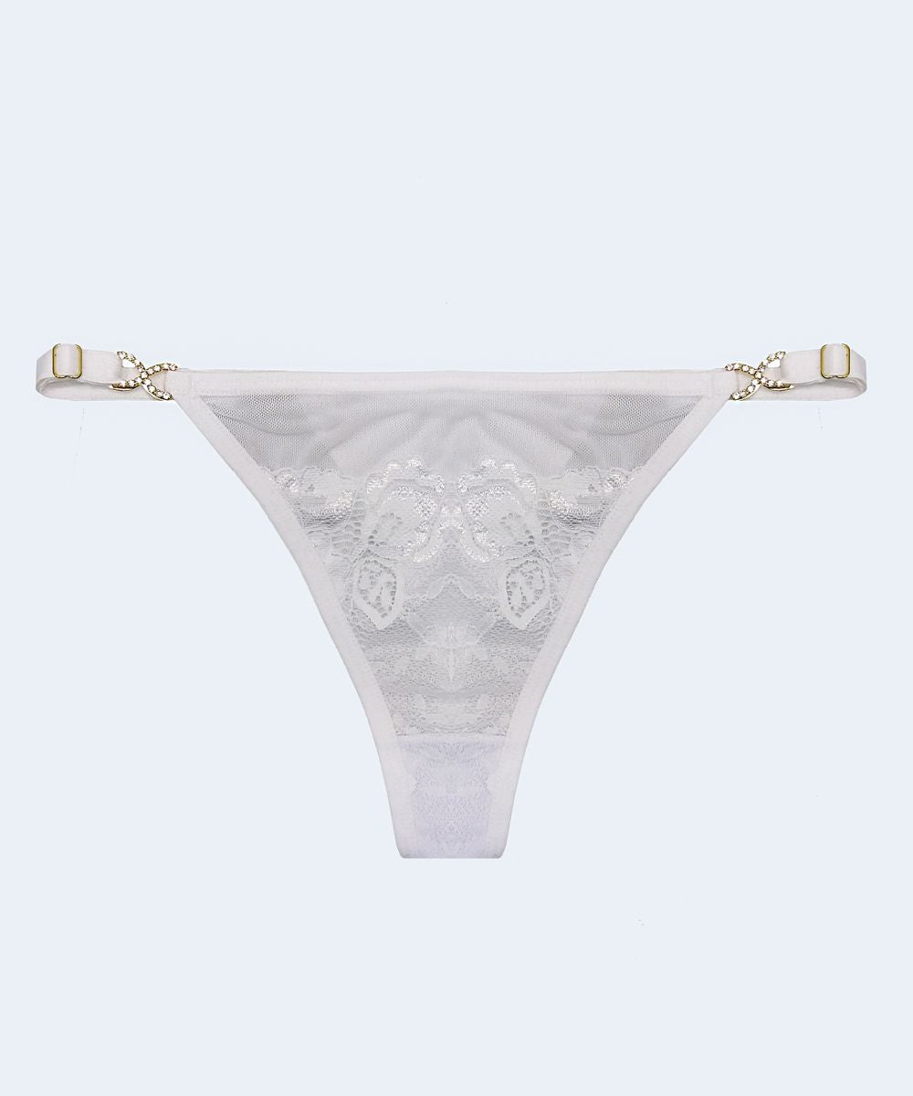 Calcinha String Renda com Tule Fio e Biju - JACKIE