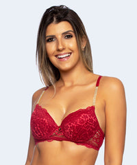 Sutiã de Renda com Bojo e Joia na Alça - JACKIE LINGERIE