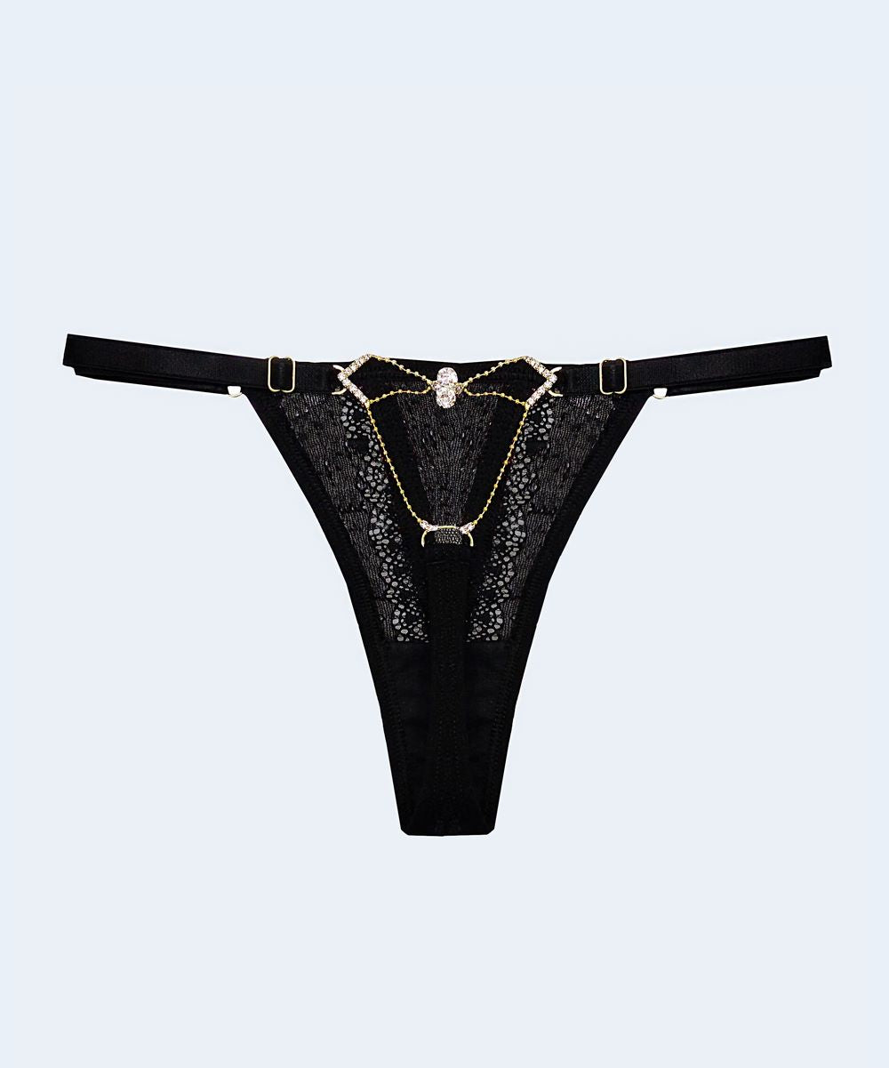 Calcinha String de Renda e Tule com Biju - MARYS LENE