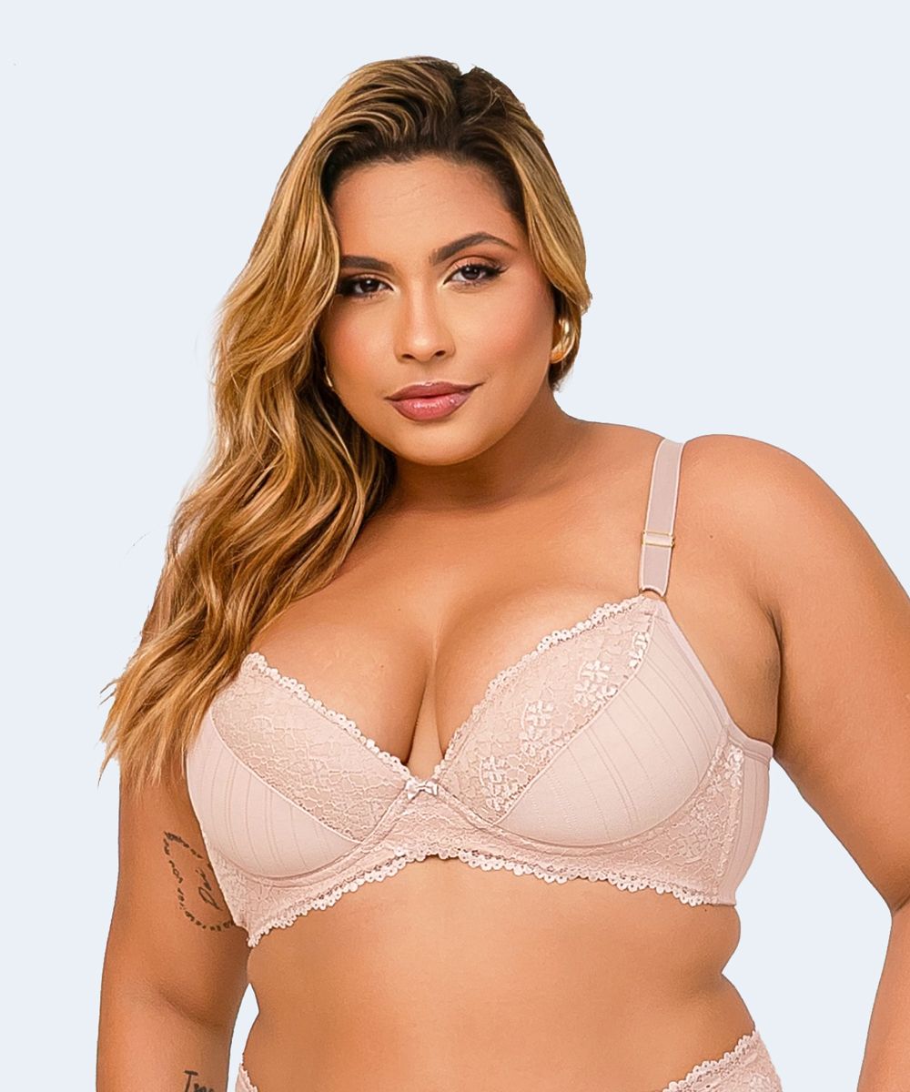 Sutiã Microfibra Trabalhada com base Renda Plus Size - VI LINGERIE