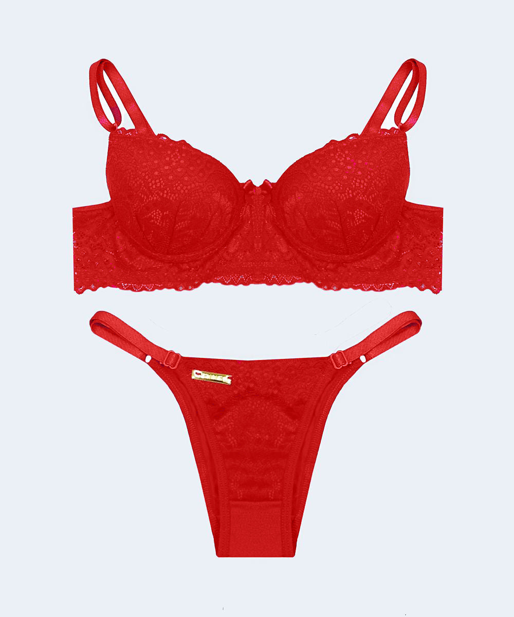 Conjunto de Renda Mini Corpete Calcinha String - FEMME FATALLE