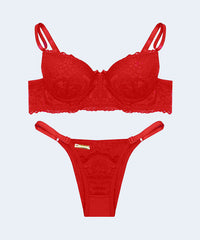 Conjunto de Renda Mini Corpete Calcinha String - FEMME FATALLE