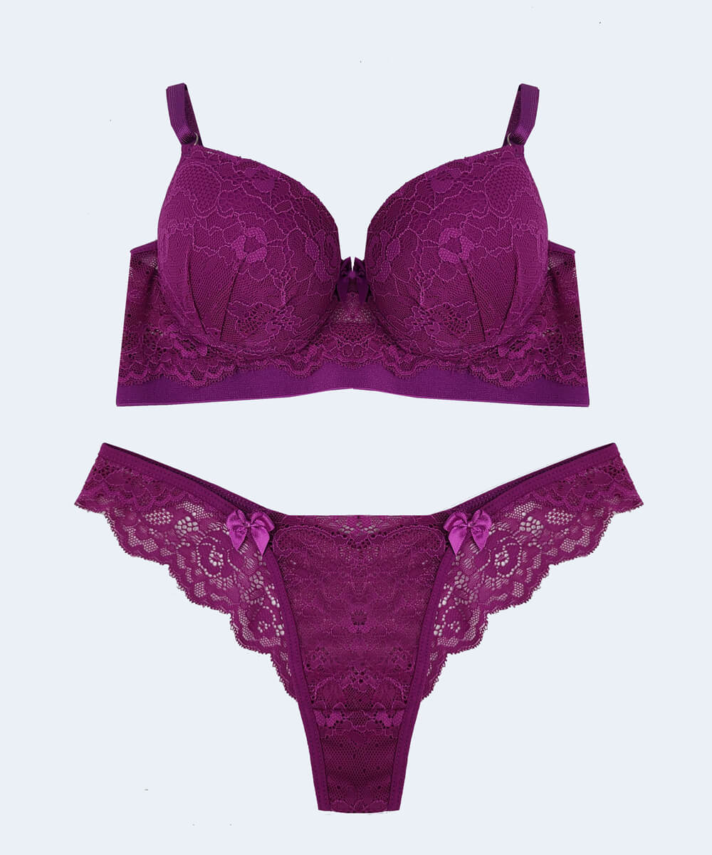 Conjunto de Renda Base com Elástico Calcinha Biquini - FEMME FATALLE