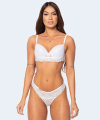 Conjunto de Renda Calcinha Fio Duplo com Microfibra - FEMME FATALLE