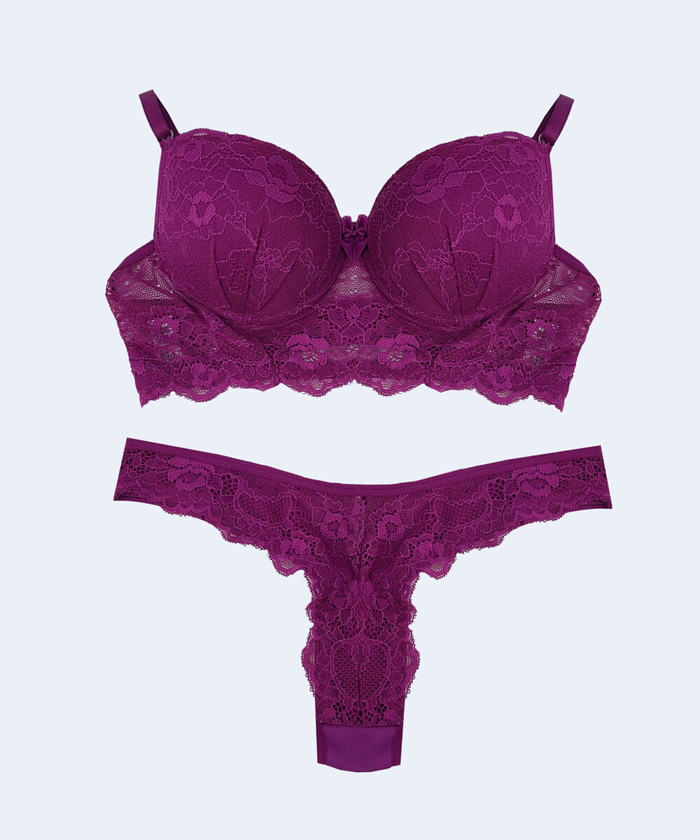 Conjunto de Renda Base Large Calcinha Tanga Fio Dental - FEMME FATALLE