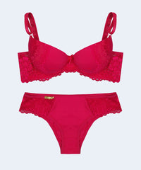 Conjunto de Renda Bojo Franzido Calcinha Biquíni - FEMME FATALLE