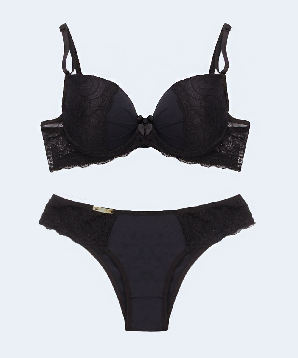 Conjunto de Renda Bojo Franzido Calcinha Biquíni - FEMME FATALLE