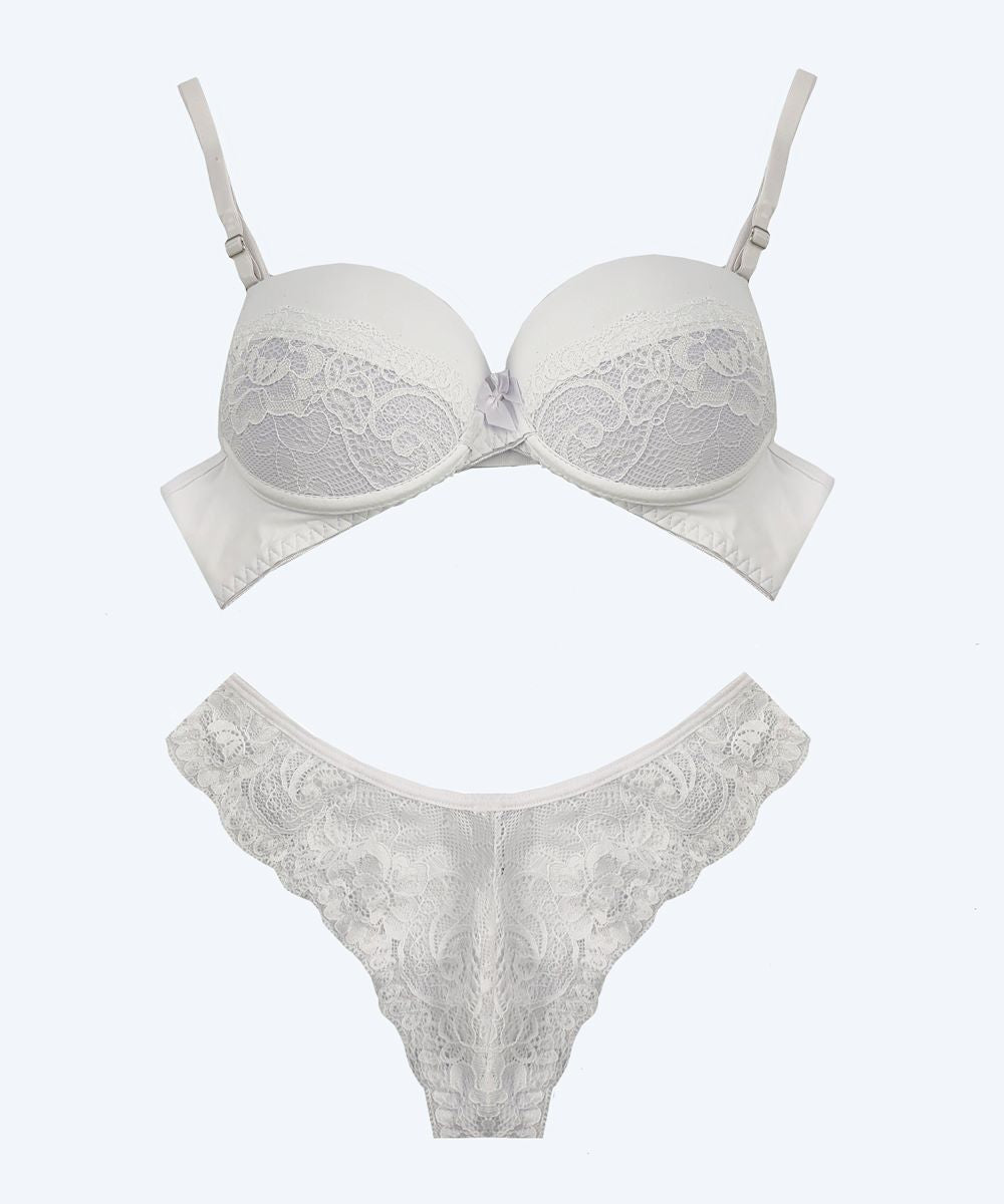 Conjunto de Microfibra com Detalhe de Renda Calcinha Fio Duplo - FEMME FATALLE