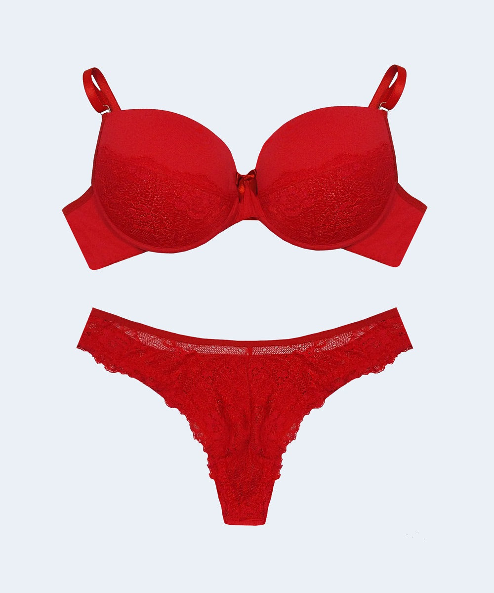 Conjunto de Microfibra com Detalhe de Renda Calcinha Fio Duplo - FEMME FATALLE