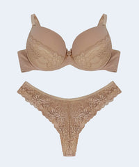 Conjunto de Microfibra com Detalhe de Renda Calcinha Fio Duplo - FEMME FATALLE