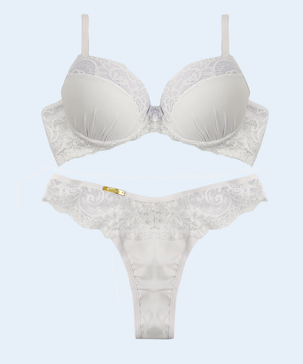 Conjunto de Microfibra com Detalhe de Renda Calcinha Fio - FEMME FATALLE
