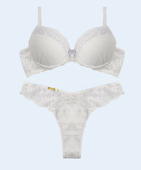 Conjunto de Microfibra com Detalhe de Renda Calcinha Fio - FEMME FATALLE