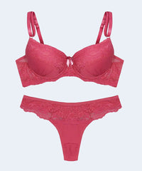 Conjunto de Microfibra com Detalhe de Renda Calcinha Fio - FEMME FATALLE