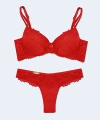 Conjunto de Microfibra com Detalhe de Renda Calcinha Fio - FEMME FATALLE