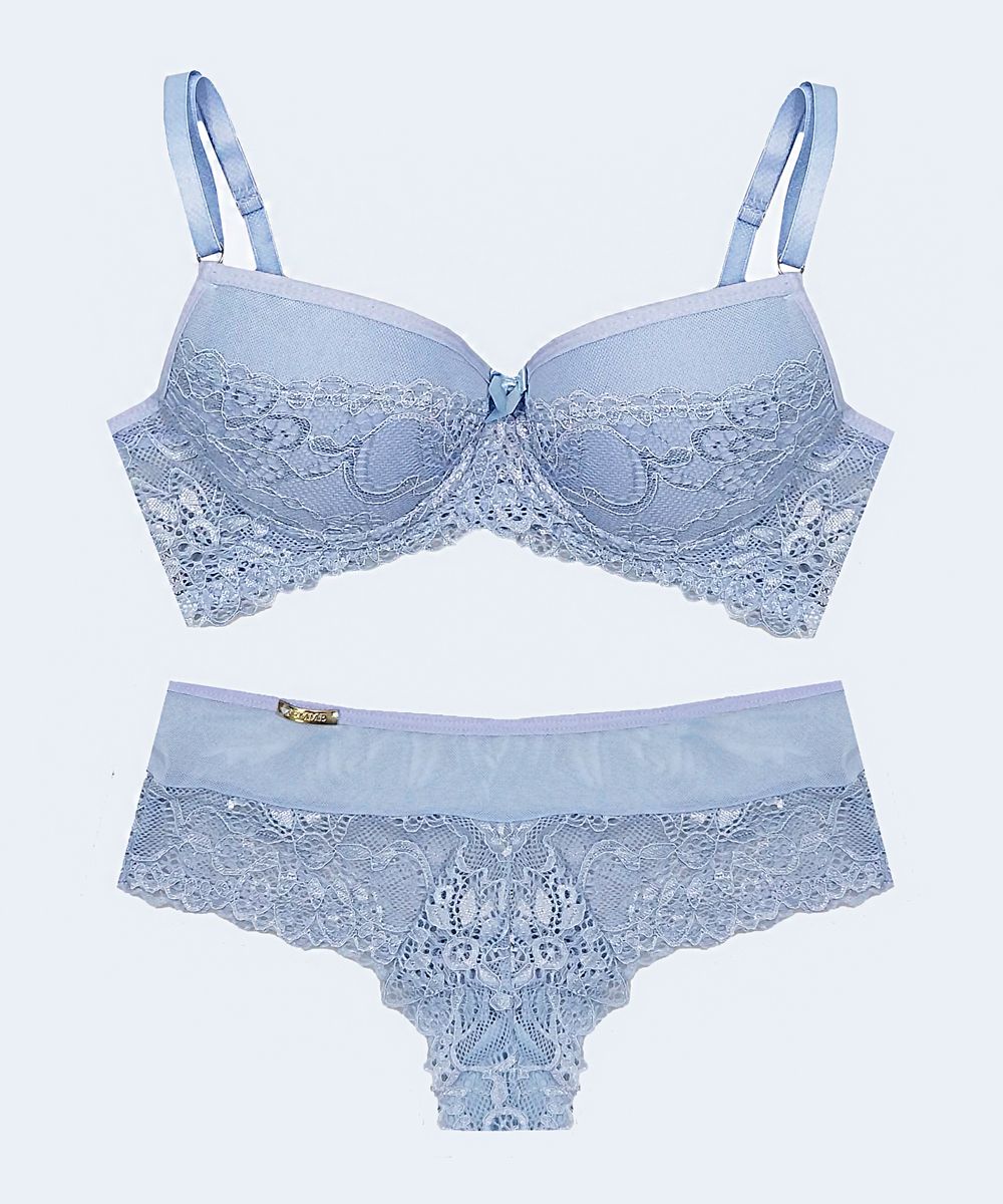 Conjunto de Renda e Tule Calcinha Fio - FEMME FATALLE