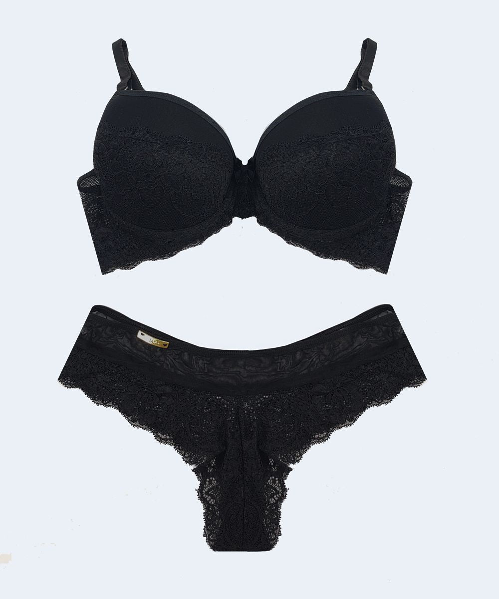 Conjunto de Renda e Tule Calcinha Fio - FEMME FATALLE