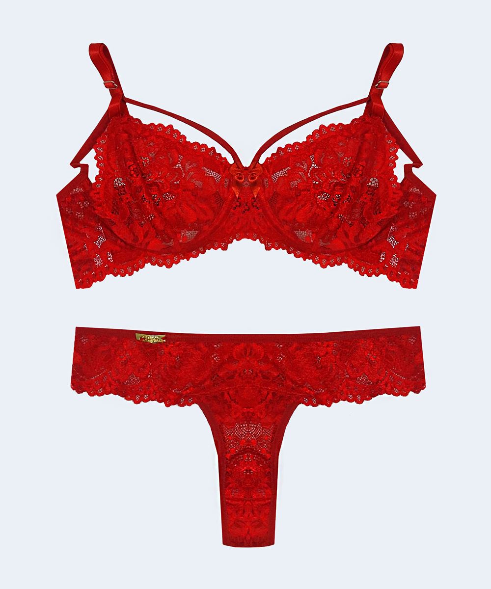 Conjunto de Renda Strappy sem Bojo e com Aro - FEMME FATALLE
