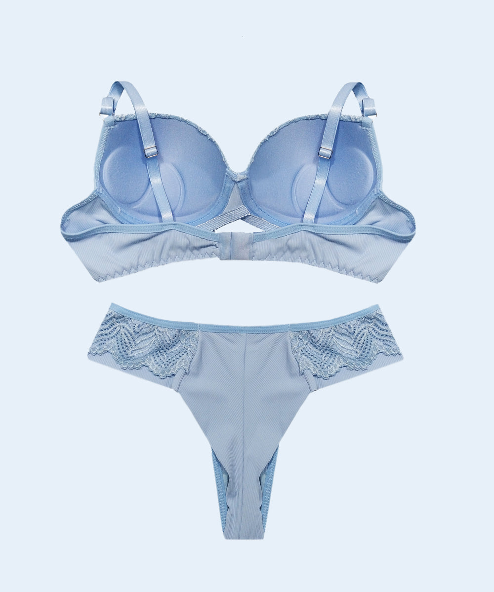 Conjunto Canelado com Renda Biquini Fio Duplo - FEMME FATALLE