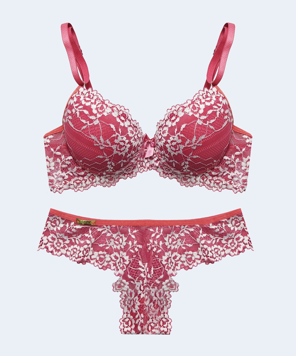 Conjunto de Renda Bicolor com Bojo- FEMME FATALLE