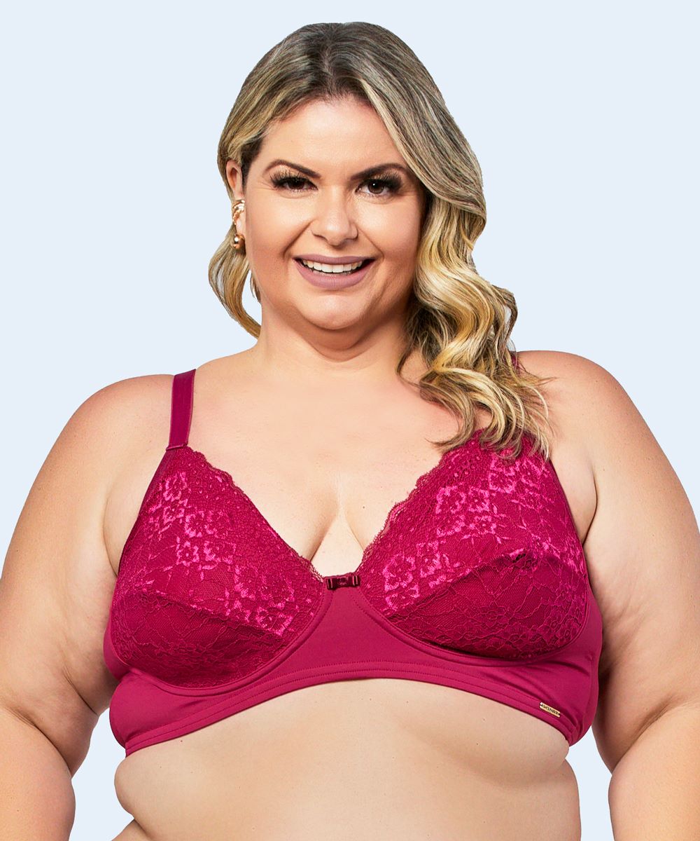 Sutiã De Microfibra Com Renda Sem Bojo E Sem Aro Plus Size - SANTA PASSION
