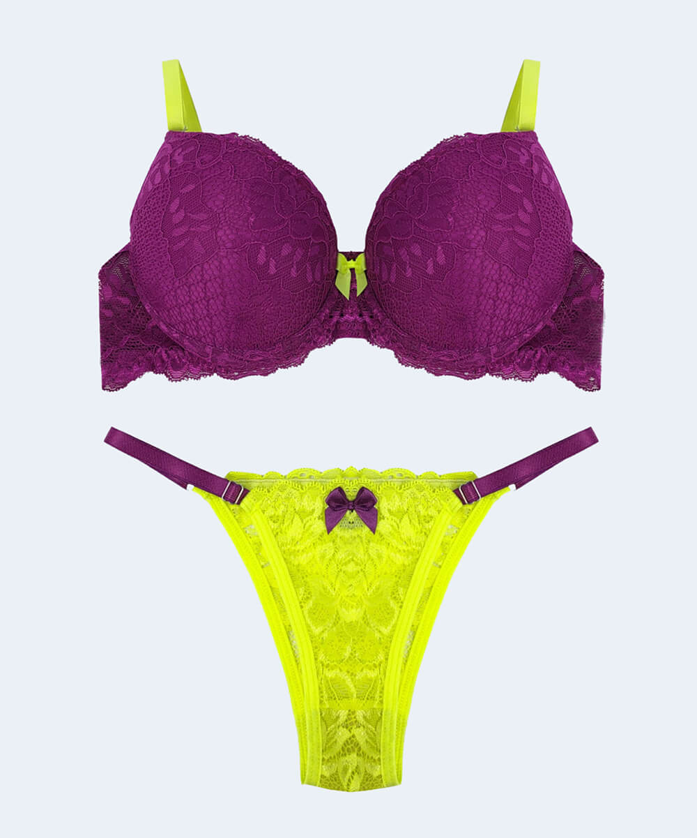 Conjunto de Renda Neon Calcinha String - FEMME FATALLE