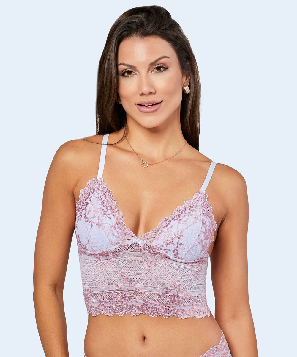 Sutiã Cropped com Renda Bicolor - PATNER