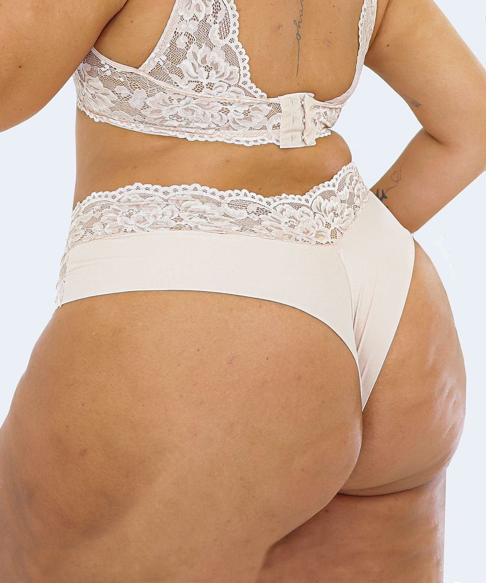 Calcinha de Renda com Microfibra Fio Duplo Plus Size - JACKIE
