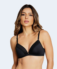 Sutiã Top Bojo Triangular sem Aro Microfibra com Renda Decote NAYANE