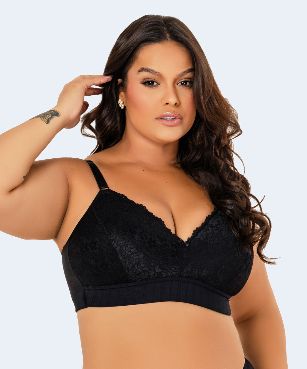 Sutiã Microfibra Trabalhada Bojo Triangular Renda Plus Size - VI LINGERIE